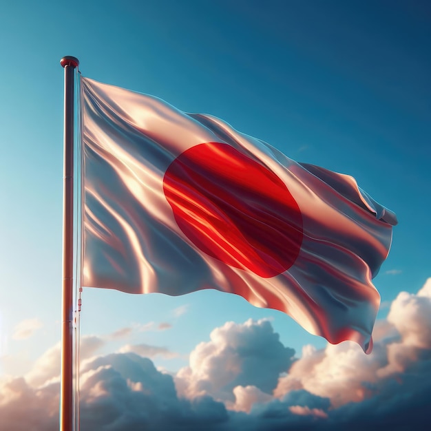 Photo drapeau japonais dans le vent