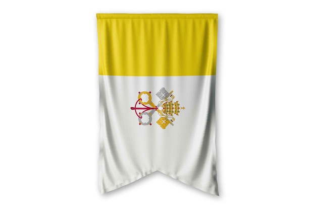 Un drapeau jaune et blanc avec le drapeau du vatican dessus.