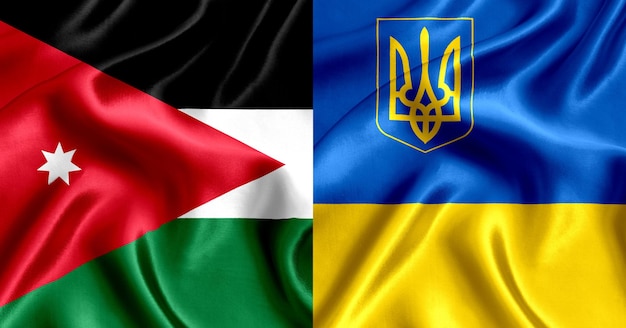 Drapeau de la Jordanie et de l'Ukraine