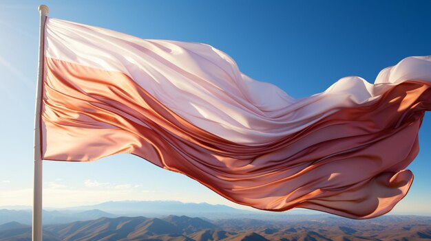 Photo le drapeau de kabardino balkaria flottant dans le vent contre un ciel bleu