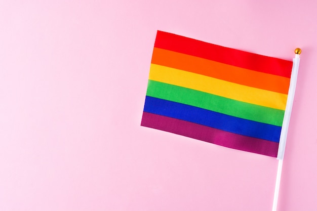 Drapeau LGTB ou arc-en-ciel Drapeau Gay pride sur rose