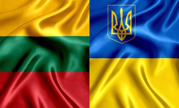 Drapeau de la Lituanie et de l'Ukraine