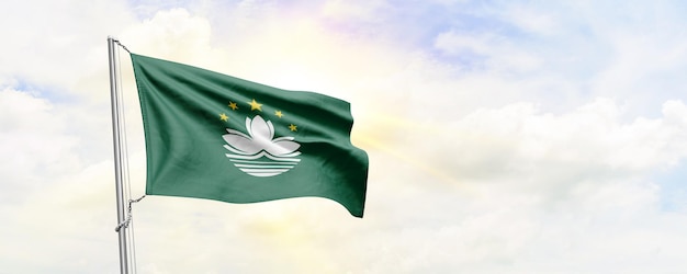 Drapeau de Macao agitant sur fond de ciel rendu 3D