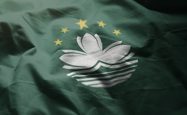 Photo drapeau de macao froissé de près