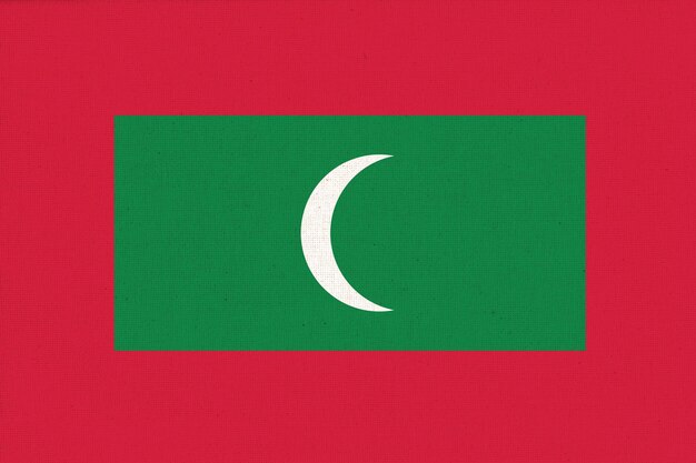 Drapeau des Maldives drapeau sur la surface du tissu Texture du tissu