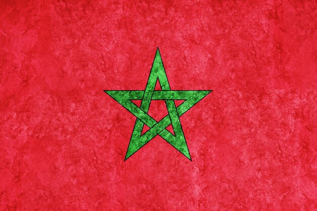 Photo drapeau maroc drapeau métallisé drapeau texturé