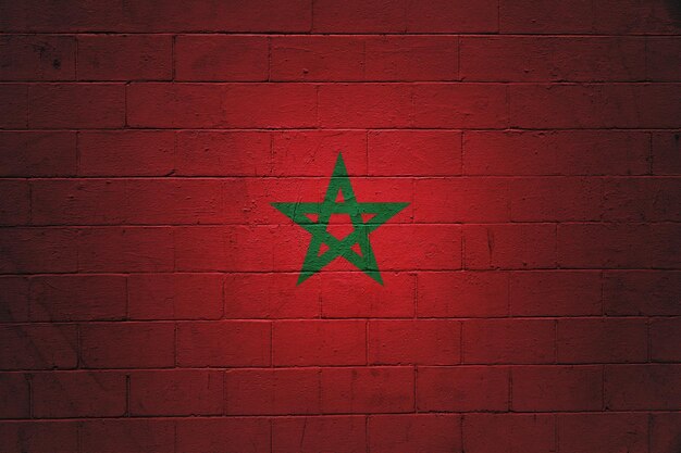 Drapeau marocain peint sur un mur