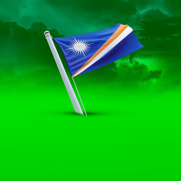 Un drapeau de marshall_islands sur un fond de nuage vert utilisé pour les médias sociaux