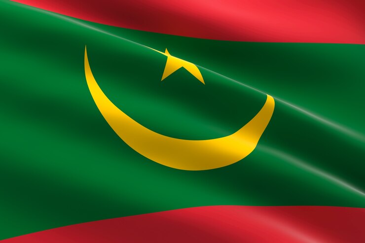 Drapeau de la Mauritanie. 3d illustration du drapeau mauritanien en agitant