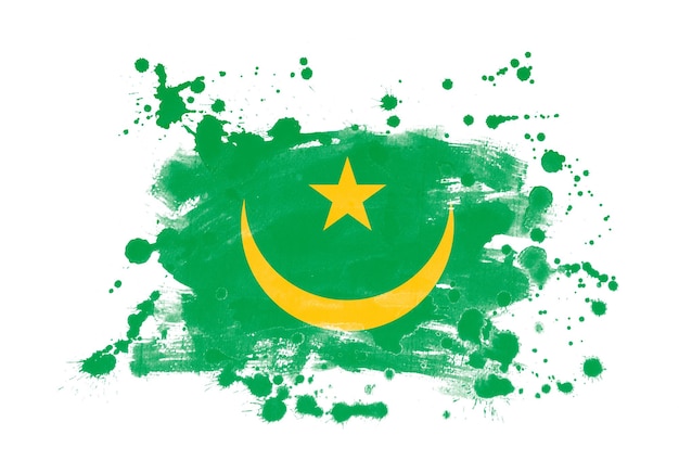 Drapeau mauritanien grunge fond peint