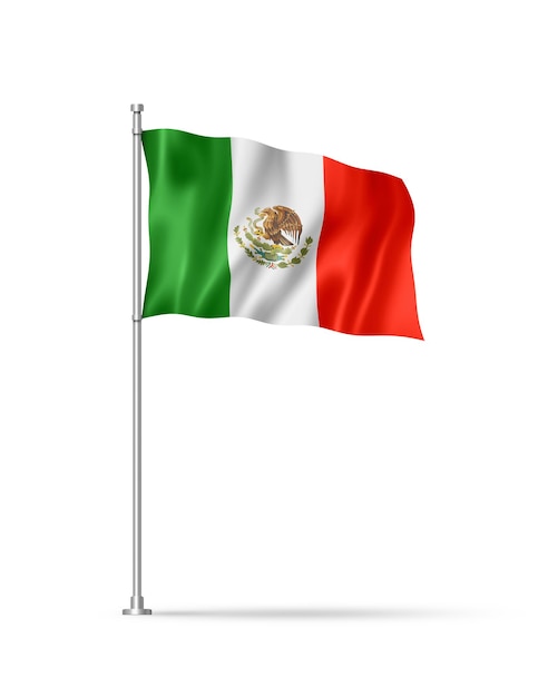 Drapeau mexicain isolé sur blanc