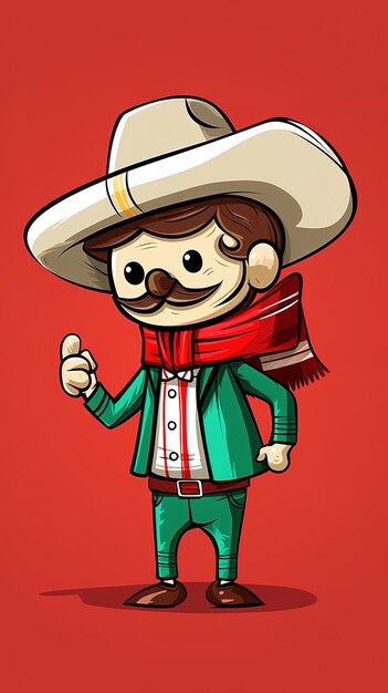 Drapeau mexicain et personnages de dessins animés portant le drapeau généré par AI