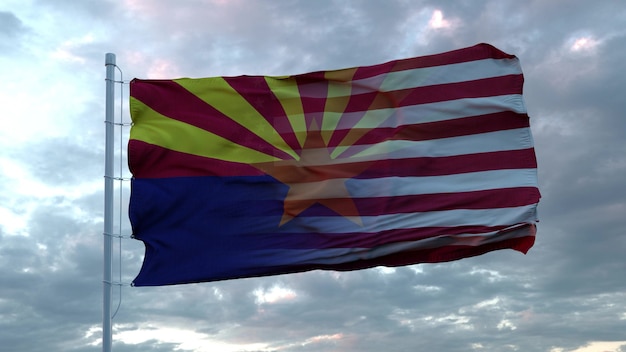 Drapeau mixte des États-Unis et de l'Arizona dans le vent