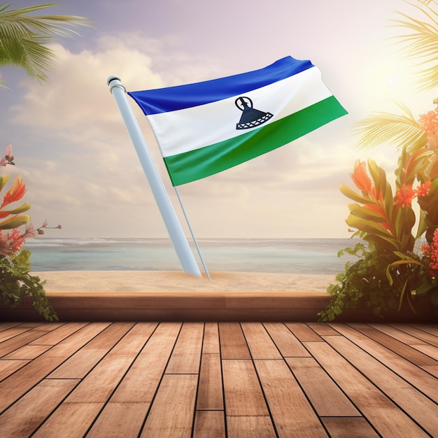 Drapeau mondial du Lesotho sur un fond d'été