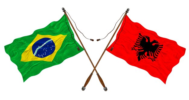 Photo drapeau national de l'albanie et du brésil contexte pour les concepteurs