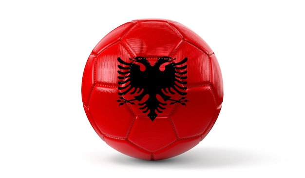 Drapeau national de l'Albanie sur l'illustration 3D du ballon de football