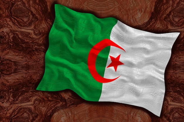Drapeau national de l'Algérie Arrière-plan avec le drapeau de l'Algérie