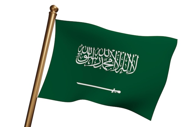 Le drapeau national de l'Arabie saoudite agitant