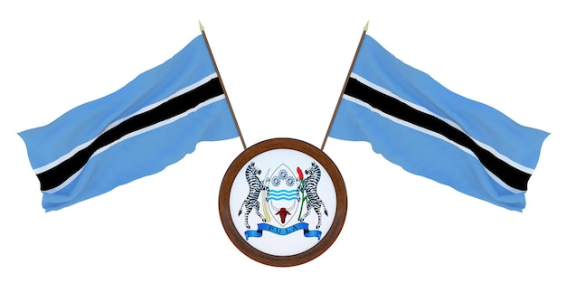 Drapeau national et armoiries du Botswana Arrière-plan pour les éditeurs et les concepteurs Illustration 3D de la fête nationale