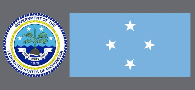 Photo drapeau national et armoiries de la micronésie contexte pour les éditeurs et les concepteurs fête nationale