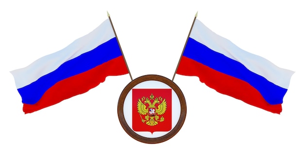 Photo drapeau national et armoiries de la russie arrière-plan pour les éditeurs et les concepteurs illustration 3d de la fête nationale