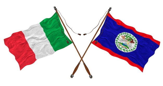 Drapeau national du Belize et de l'Italie Contexte pour les concepteurs