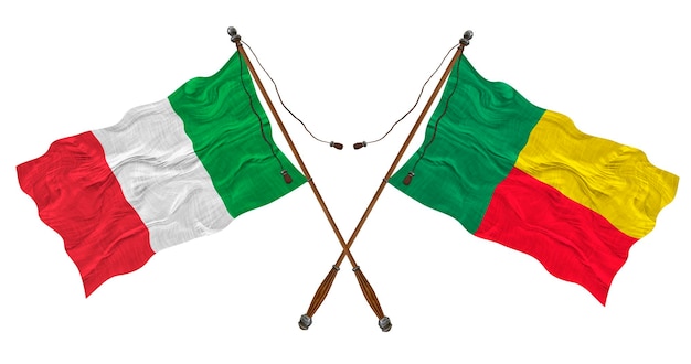 Drapeau national du Bénin et de l'Italie Contexte pour les concepteurs