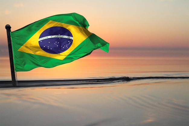 Un drapeau national du Brésil sur un fond de voir