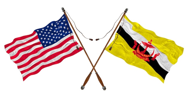 Drapeau national du Brunei et des États-Unis d'Amérique Contexte pour les concepteurs