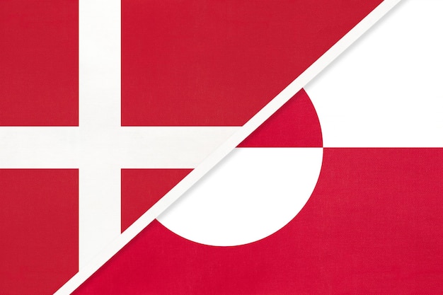 Photo le drapeau national du danemark et du groenland