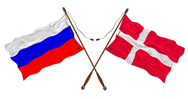 Drapeau national du Danemark et de la Russie Contexte pour les concepteurs