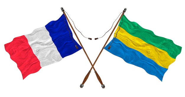 Drapeau national du Gabon et de la France Arrière-plan pour les concepteurs