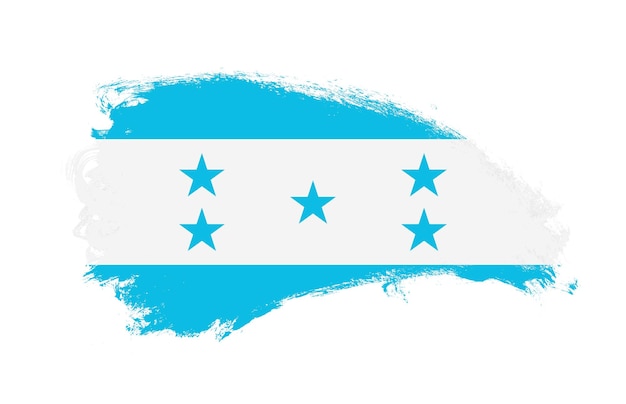 Drapeau national du Honduras peint avec un pinceau sur blanc isolé