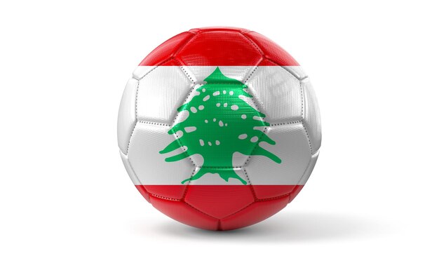 Drapeau national du Liban sur l'illustration 3D du ballon de football