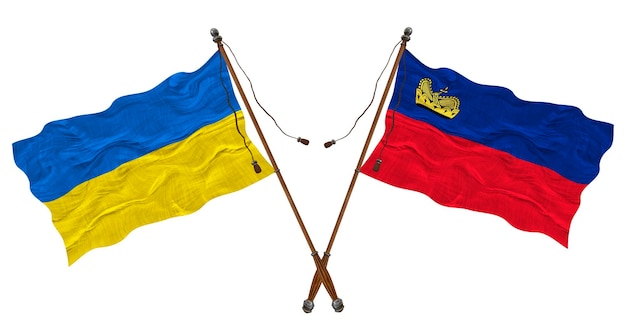 Drapeau national du Liechtenstein et de l'Ukraine Contexte pour les concepteurs