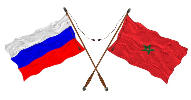 Drapeau national du Maroc et de la Russie Contexte pour les concepteurs