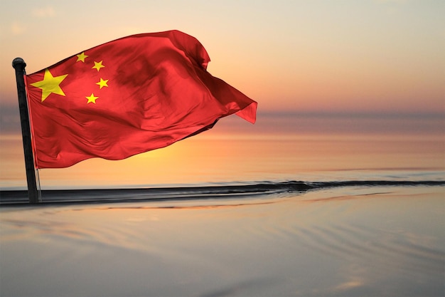 Un drapeau national du pays de la chine sur un fond de voir