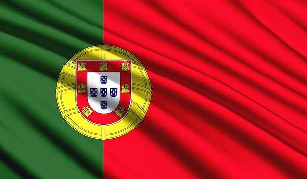 Drapeau national du Portugal Couleurs nationales réalistes du pays de la soie avec emblème