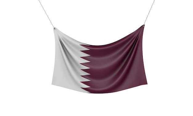 Drapeau national du qatar suspendu tissu bannière d rendu