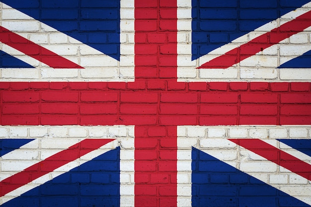 Drapeau national du Royaume-Uni représentant sur un vieux mur de briques