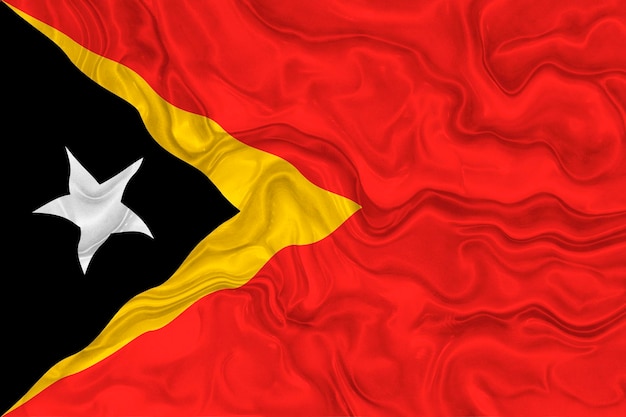 Drapeau national du Timor oriental Arrière-plan avec le drapeau o du Timor oriental