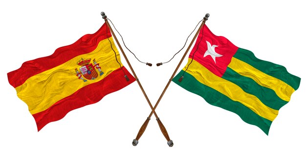 Drapeau national du Togo et de l'Espagne Contexte pour les concepteurs