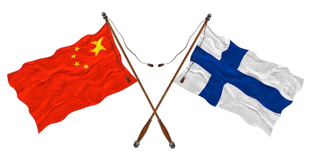 Drapeau national de la Finlande et de la Chine Contexte pour les concepteurs