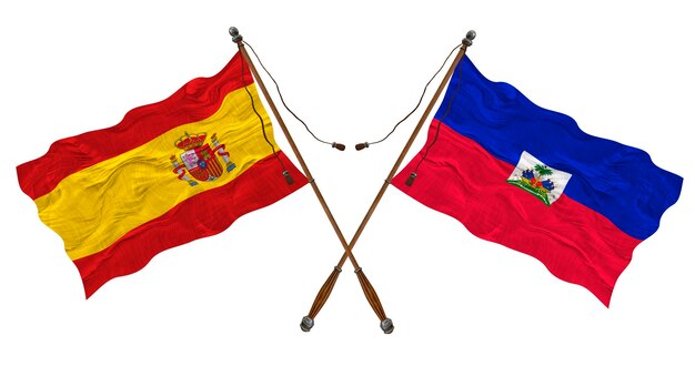 Drapeau national d'Haïti et de l'Espagne Contexte pour les concepteurs