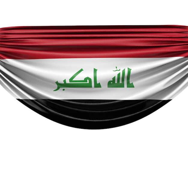 Drapeau national de l'Irak suspendu bannière en tissu rendu 3D