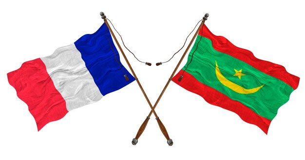 Drapeau national de la Mauritanie et de la France Arrière-plan pour les concepteurs