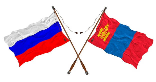 Drapeau national de la Mongolie et de la Russie Contexte pour les concepteurs