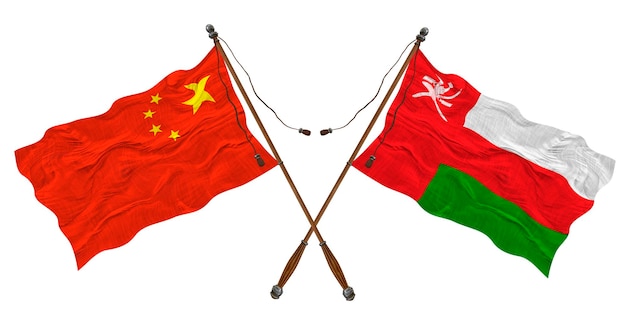 Drapeau national d'Oman et de Chine Contexte pour les concepteurs