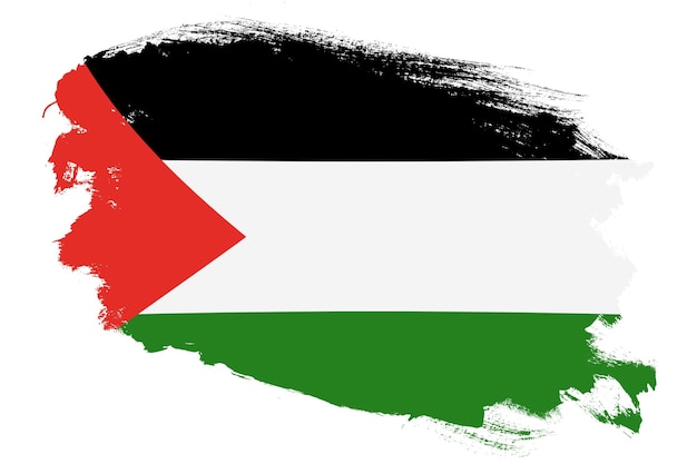 Drapeau national de Palestine sur fond blanc texturé pinceau coup de grunge