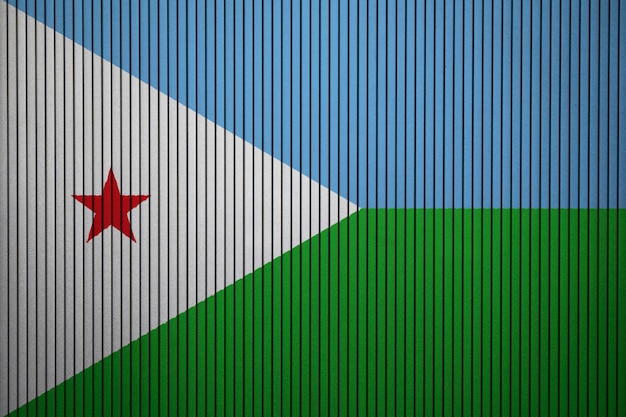 Drapeau national peint de Djibouti sur un mur de béton